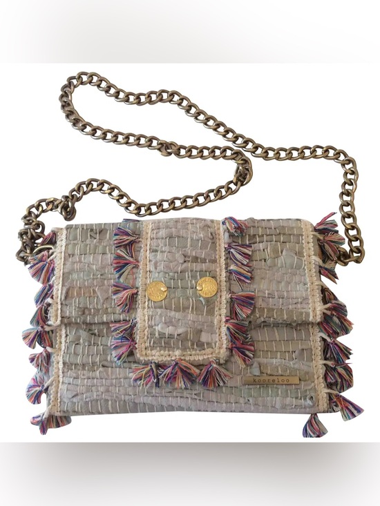 Kooreloo Handbags - Kooreloo Woven Tassel Crossbody Bag Gray Multi Fringe Chain Designer Handbag